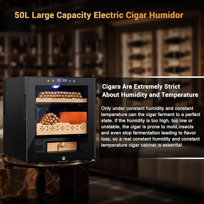 Electric Humidor for Cigars, 50L 300 Counts Large Capacity, Thermostatic - Image 2