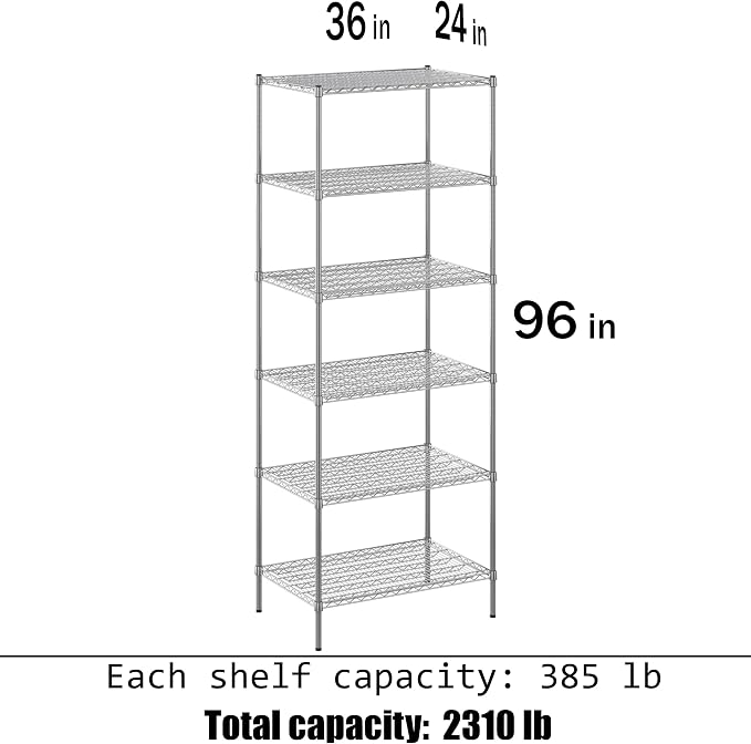 24" Deep x 36" Wide x 96" Height Wire Shelving Kit | 6-Tier | NSF Commercial - Image 3