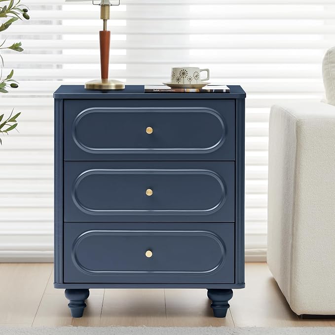 3 Drawer Fluted Dresser for Bedroom Set of 2, Mid Century Modern Chest of - Image 4