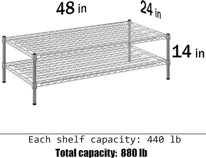 24" Deep x 48" Wide x 14" Height Wire Shelving Kit | 2-Tier | NSF Commercial - Image 3