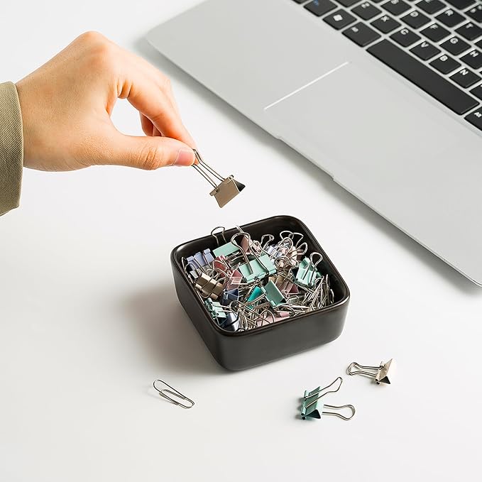 Ceramic Paper Clip Holder for Desk Cute Binder Holder Paperclip Holders for - Image 3