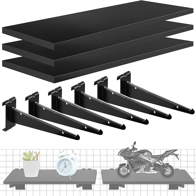 3 Pcs Gridwall Shelf with Metal Brackets, Visualizer, Workbench and Bitchenette by ALFFUN
