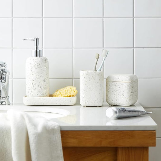 4-Pieces Bathroom Accessory Set Hight Quality Polyresin Ensemble-Lotion by QLDESIGN