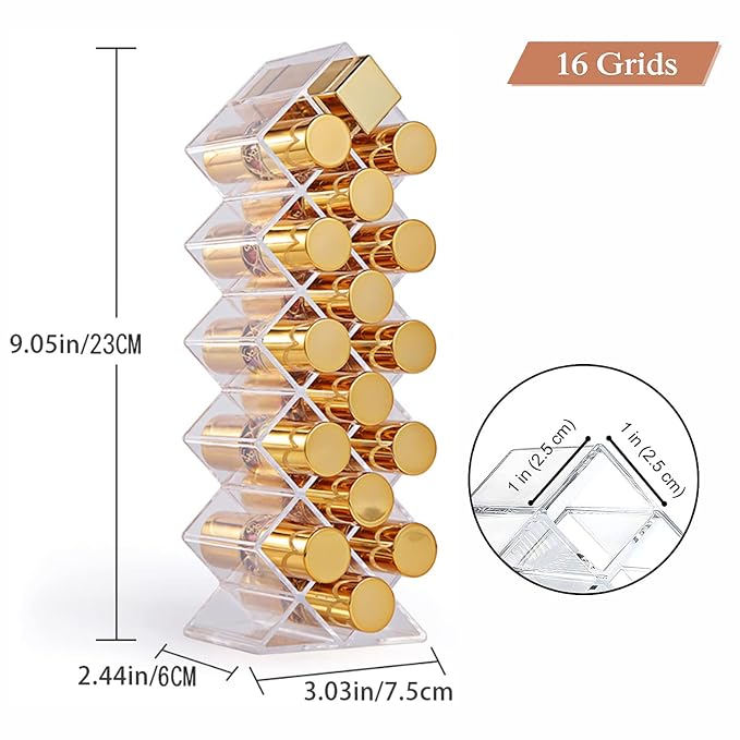Lipstick Holder Organizer 32 Spaces Acrylic Stackable Fish Shape Lipstick Tower - Image 2