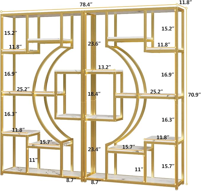 Modern Book Shelf, 70.8 Inch Tall Etagere Bookcase, Bookcases/Bookshelf - Image 2