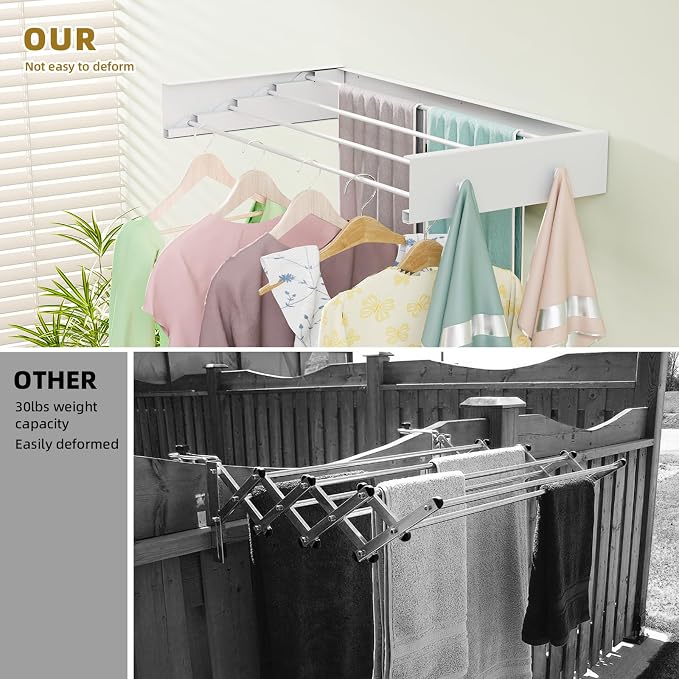 Wall Mounted Drying Rack for Laundry 23.6'', Foldable Laundry Drying Rack - Image 4