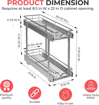 HOLDN’ STORAGE Two Tier Pull Out Cabinet Organizer, Individual Sliding Drawers - Image 3