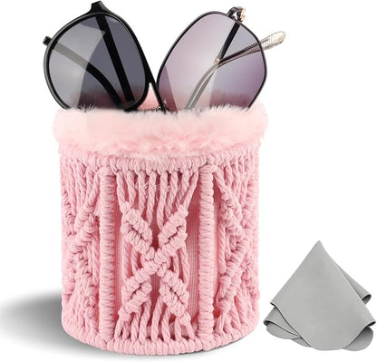 RayLove Glasses Holder for Nightstand, Boho Decor Eyeglass Case, Plush Lined by RAYLOVE
