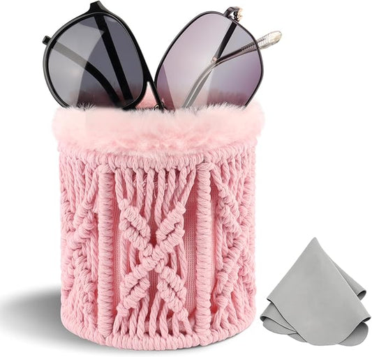 RayLove Glasses Holder for Nightstand, Boho Decor Eyeglass Case, Plush Lined by RAYLOVE