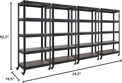 HOMEDANT House 5-Tier Metal Rolling Cart Shelf Rack Casters Heavy Duty - Image 2