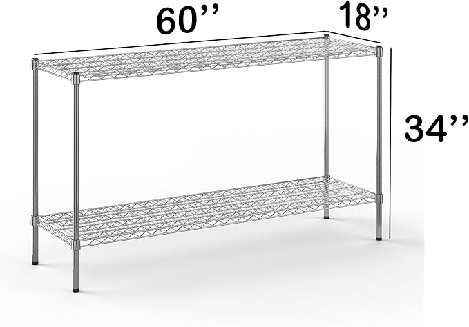 18" Deep x 60" Wide x 34" Height Wire Shelving Kit | 2-Tier | NSF Commercial - Image 2