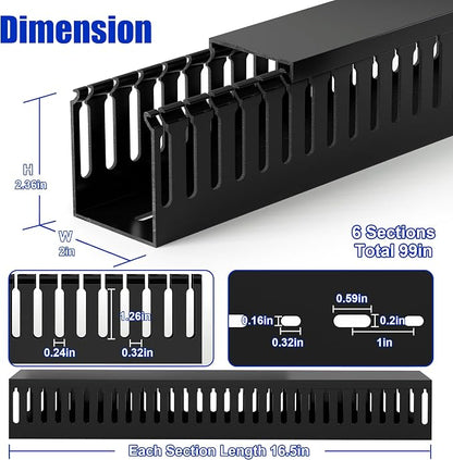 99in Professional Server Rack Cable Management Raceway, H2.4in x W2in Large - Image 2