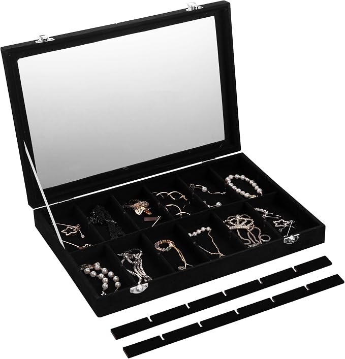 Frebeauty Velvet Jewelry Tray, 24 Grid Jewelry Organizer - Image 5