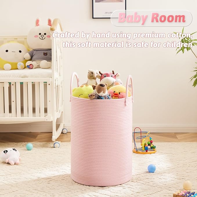 Laundry Basket, Woven Cotton Rope Laundry Hamper, 100L - Image 4