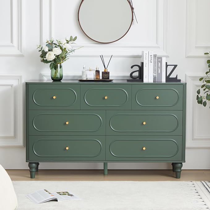 Fluted 7 Drawer Dresser for Bedroom, Modern Mid Century Chest of Drawers - Image 3
