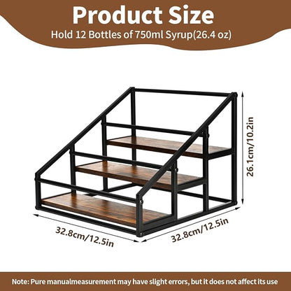 Coffee Syrup Rack Organizer, 3-Tier 12 Bottles Syrup Rack - Image 3