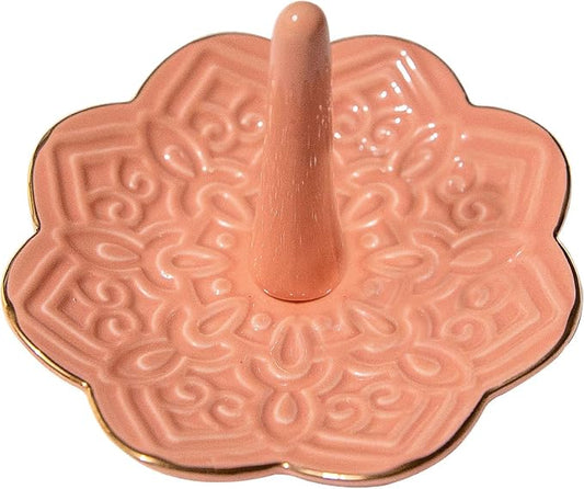 Ceramic Pink Mandala Jewelry Holder Decorative Ring Holder/Trinket Tray by RUIMIC
