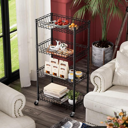 SINGAYE 4 Tier Basket Shelf Wire Shelving Unit Adjustable Storage Shelves Big - Image 8