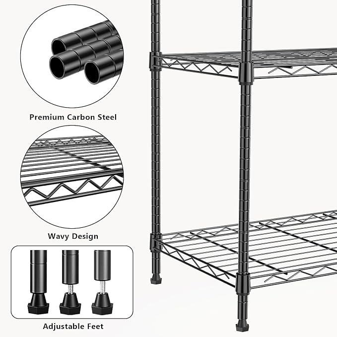 1250 lbs 5 Tier Shelf Metal Storage Shelves Wire Rack Closet Organizers - Image 5
