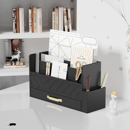 Bamboo Desk Organizer Mail Holder Countertop Wood Desk Drawer Tabletop Storage - Image 3