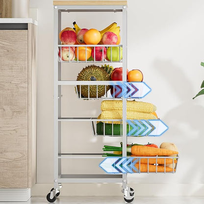 Snack Cart, 5-Tier Kitchen Carts on Wheels - Image 4