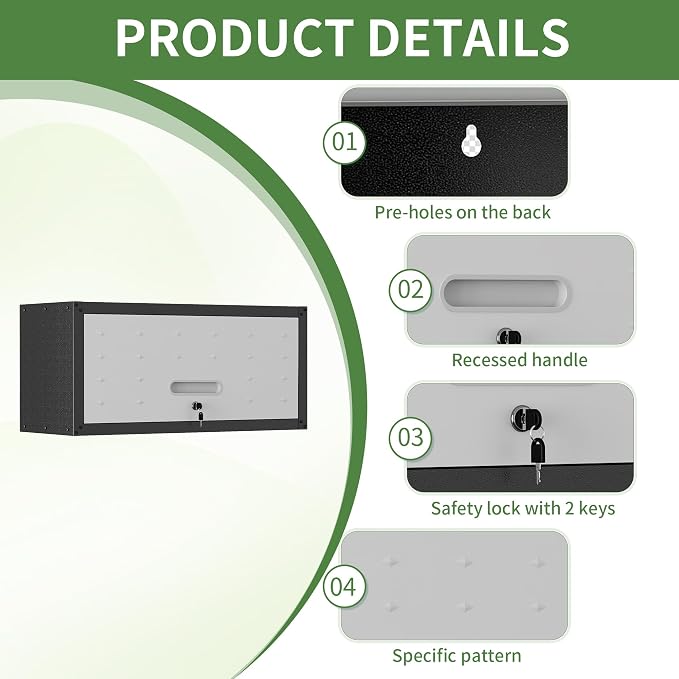 Metal Tool Cabinet, Garage Storage Cabinet System, Wall Cabinet & Locking - Image 4