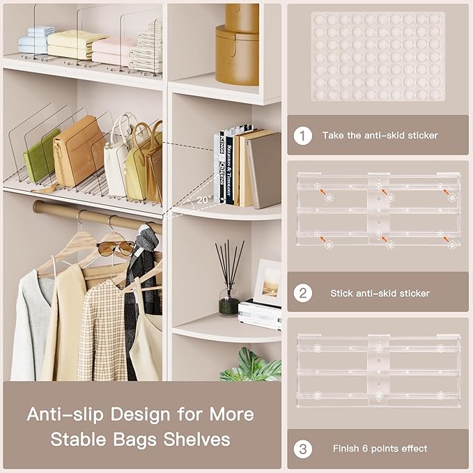 Criusia Adjustable Closet Purse Organizer Rack – 28.8" Extra-Long Shelf Divider - Image 5