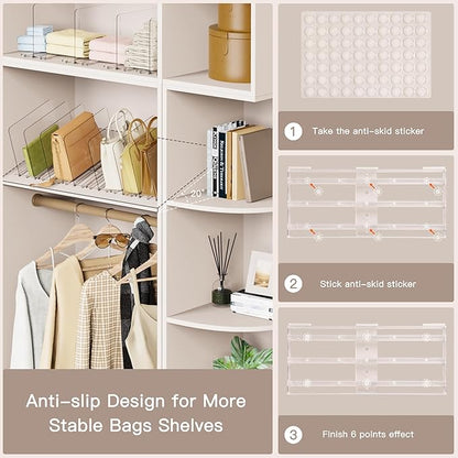 Criusia Adjustable Closet Purse Organizer Rack – 28.8" Extra-Long Shelf Divider - Image 5