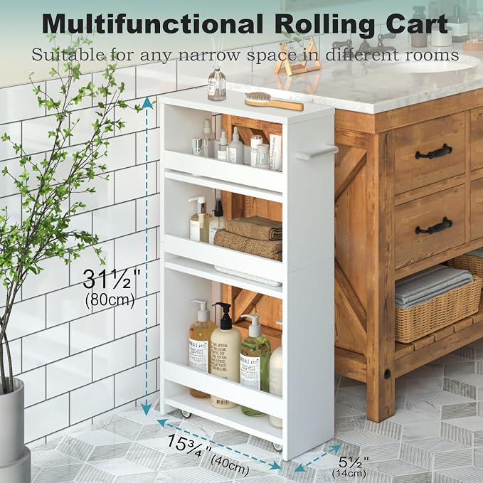 MARTY White Slim Storage Cart - Image 5