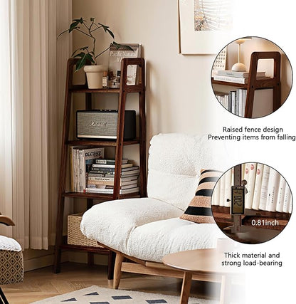 100% Solid Oak 4 Tier Ladder Shelf, Small Bookshelf, Ladder Bookshelf, Bookcase - Image 3