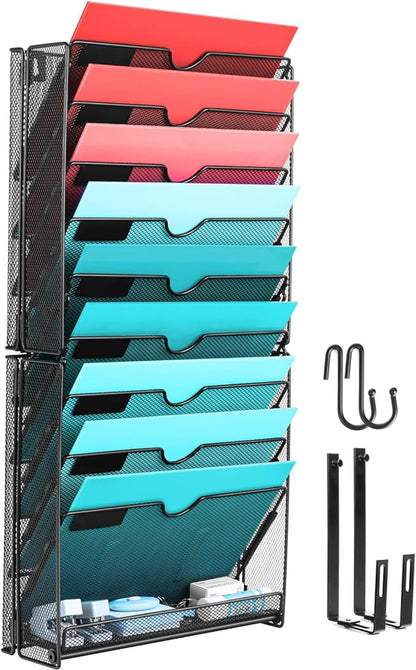 GALASALA Wall File Organizer, 10 Pockets Mesh Hanging File Organizer, Wall by GALASALA