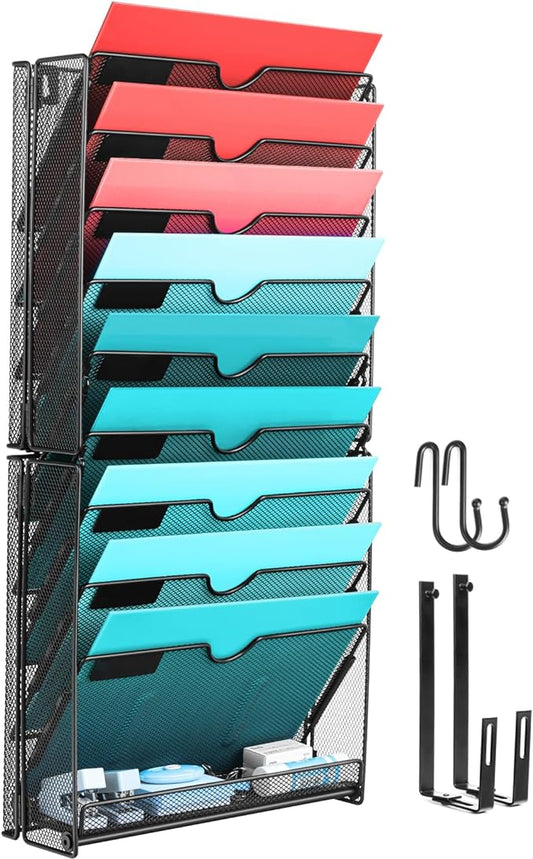 GALASALA Wall File Organizer, 10 Pockets Mesh Hanging File Organizer, Wall by GALASALA