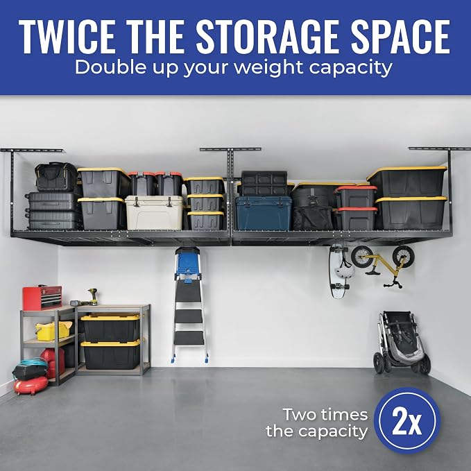 SafeRacks 4ft x 8ft Overhead Garage Storage Rack 2 Rack Pack - Image 2