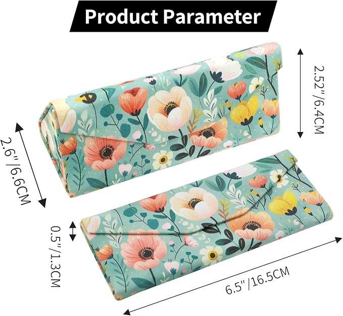 Foldable Glasses Case, Magnetic PU Leahter Sunglasses Case, Cute Hard Shell - Image 6