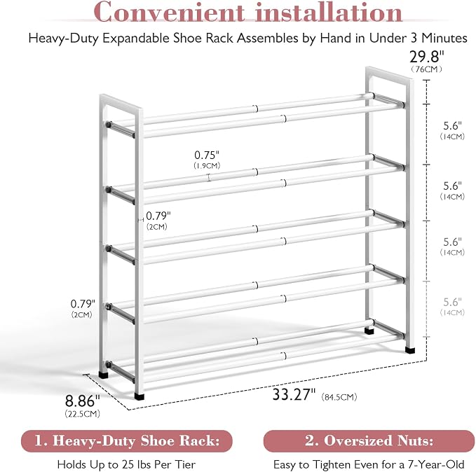Bumusty 5-Tier Expandable Shoe Rack - Image 3