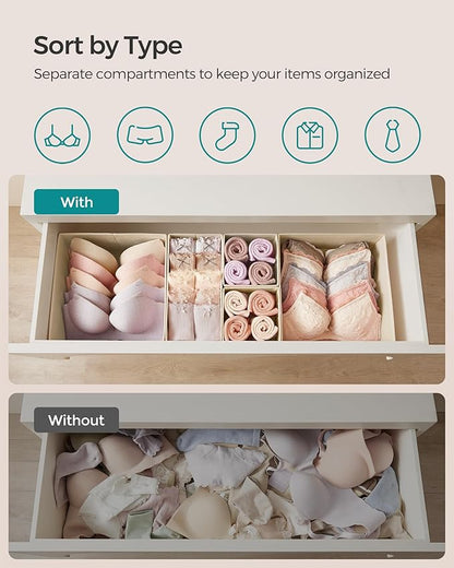 SONGMICS Drawer Organizers, Dresser Divider Organizers, Foldable Fabric Storage - Image 3