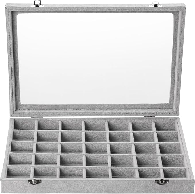Frebeauty Velvet Jewelry Tray, 35 Grid Jewelry Organizer - Image 2