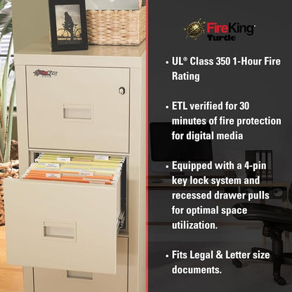 FireKing Turtle Vertical 4 Drawer Legal and Letter Fire Safe File Cabinet - Image 7