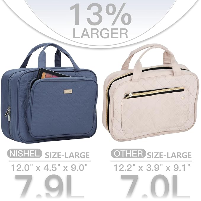 NISHEL Travel Toiletry Bag for Women, Makeup Essentials Organizer, Hanging Case - Image 2