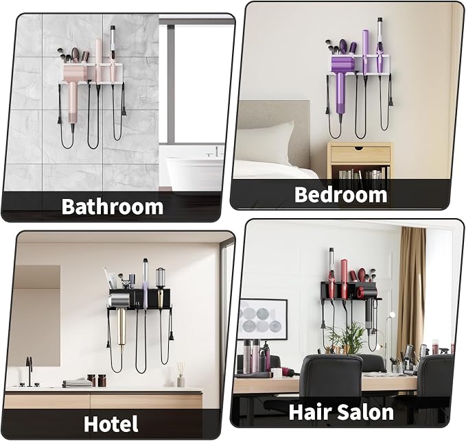 Hair Dryer Holder, Hair Tool Organizer, Blow Dryer Hanger Wall Mount - Image 8