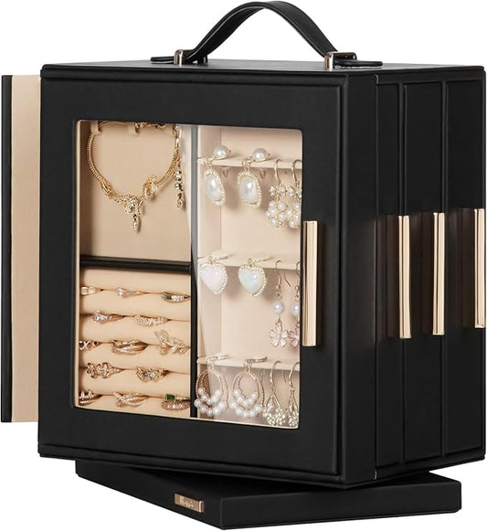 Homde Christmas Gifts Jewelry Box 360° Rotating, Necklace Earring Organizer by Homde