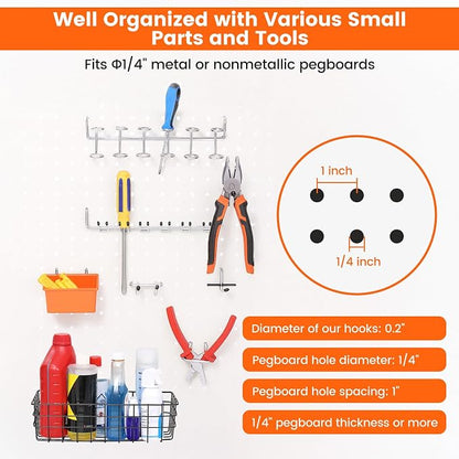 Pegboard Organizer Accessories Kit 155 PCS, Peg Board Hooks Assortment - Image 8