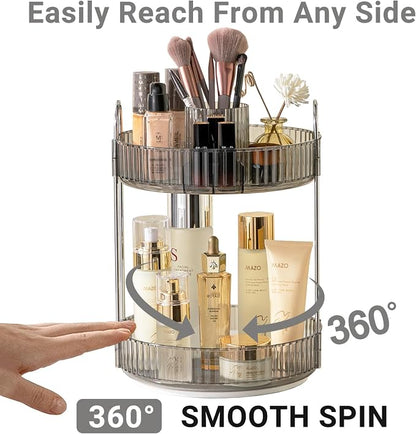 360 Rotating Makeup Organizer, 2 Tier Large Capacity Make Up Organizers and - Image 3