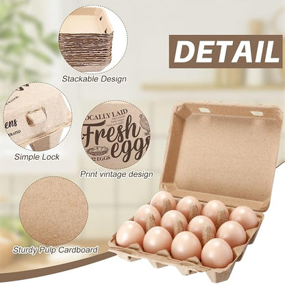 Zhanmai 50 Pcs Natural Paper Pulp Egg Cartons Blank Bulk 12 Count Dozen Vintage - Image 3