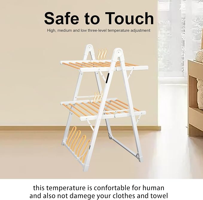 Electric Heated Clothes Drying Rack, Foldable Heated Garment Dryer - Image 6
