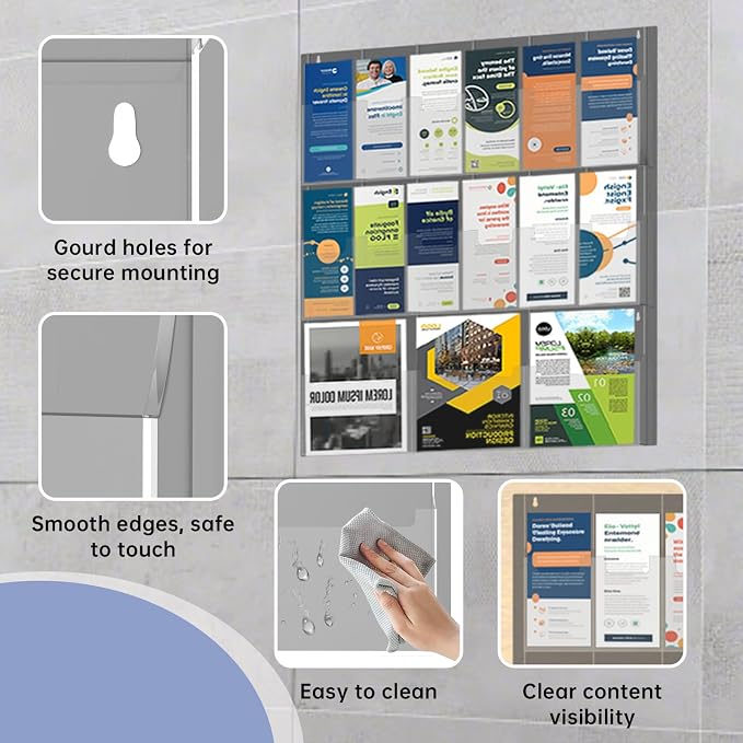 Acrylic Brochure Pamphlet Holder, 3 Magazine Holders and 12 Pamphlet Holders - Image 5