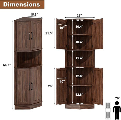 Tall Corner Cabinet, 64.7" Corner Storage Cabinet - Image 2
