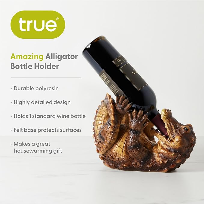 TRUE Amazing Alligator Polyresin Wine Stand Bottle Holder, Holds 1 Bottle - Image 2