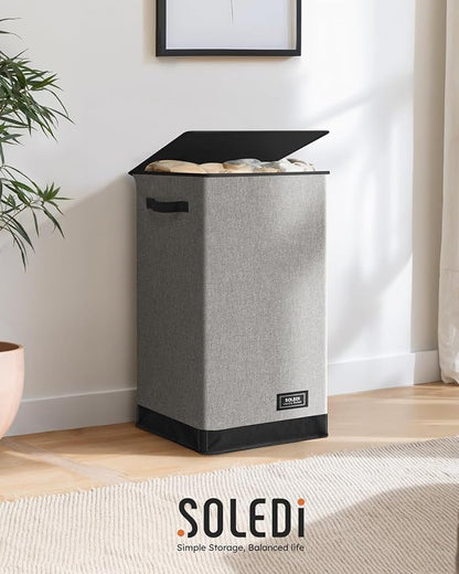 SOLEDI Laundry Hamper with Lid 90L Large & Tall Collapsible Laundry Basket - Image 8
