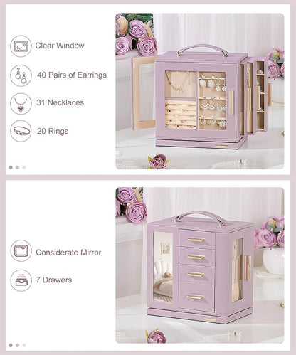 Homde Christmas Gifts Jewelry Box 360° Rotating, Necklace Earring Organizer - Image 4